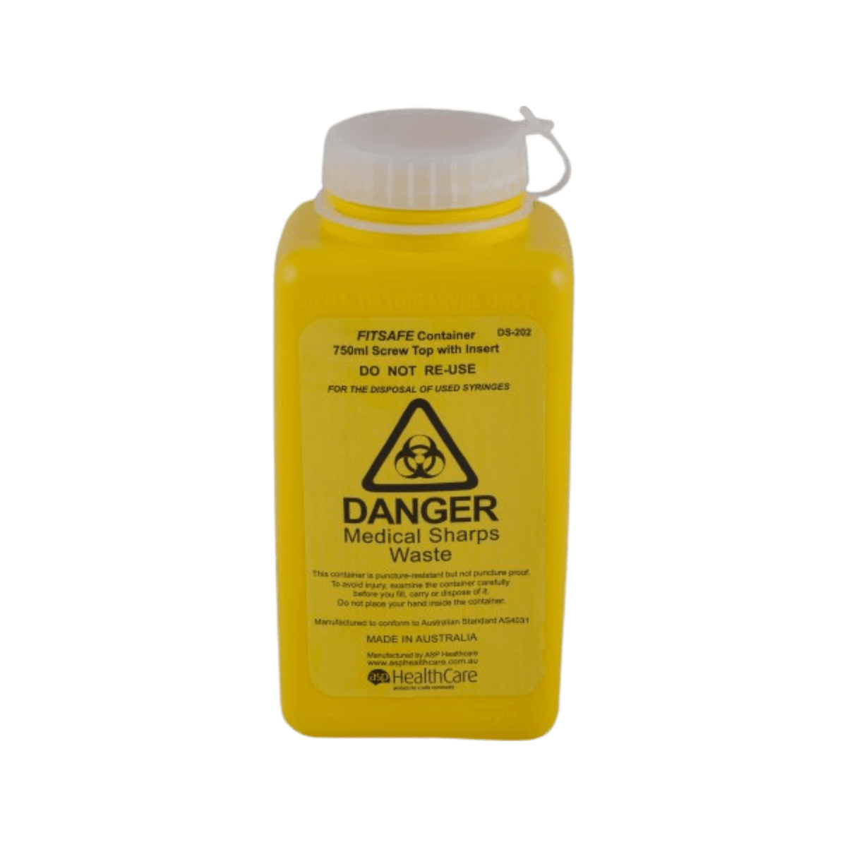ASP Healthcare FITTUBE Sharps Container With Screw-Top 750ml