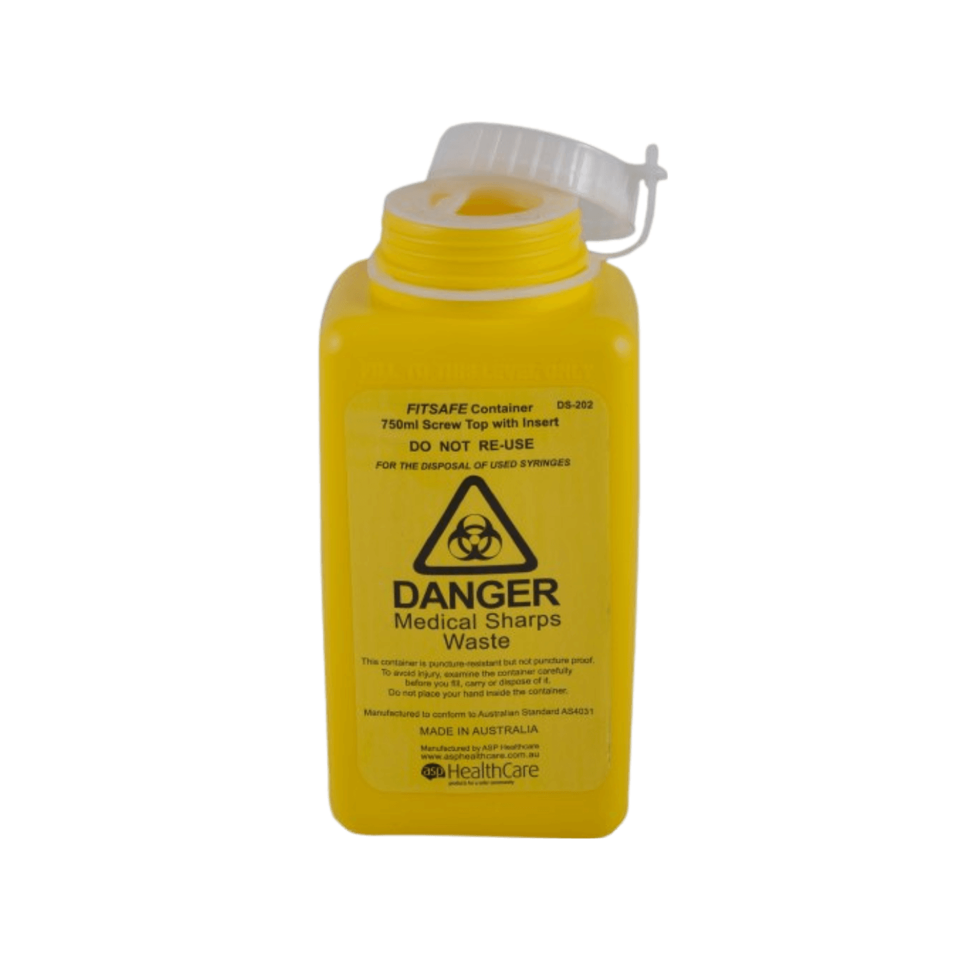 ASP Healthcare FITTUBE Sharps Container With Screw-Top 750ml