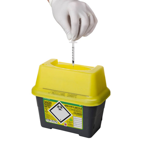 Sharpsafe 2 Litre Yellow Lid Recycled Polymer Container
