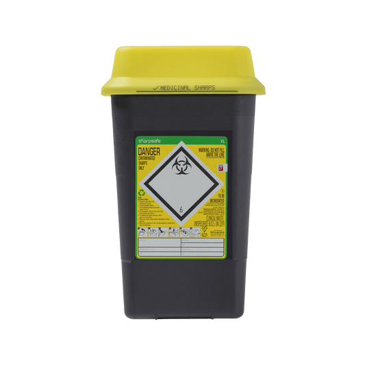 Sharpsafe 7 Litre Yellow Lid Recycled Polymer Container