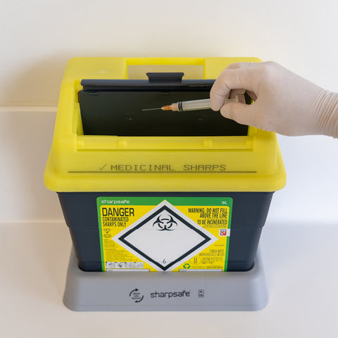 Sharpsafe 9 Litre Yellow Lid Recycled Polymer Container
