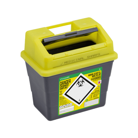 Sharpsafe 9 Litre Yellow Lid Recycled Polymer Container