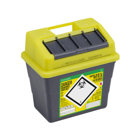 Sharpsafe 9 Litre Yellow Lid Recycled Polymer Container