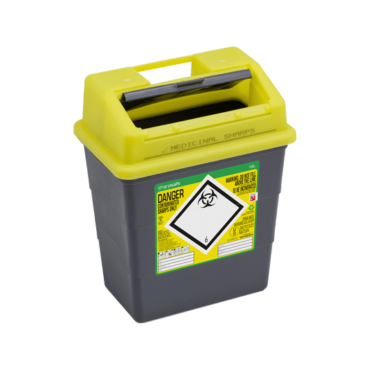 Sharpsafe 13 Litre Yellow Lid Recycled Polymer Container
