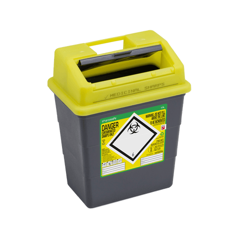Sharpsafe 13 Litre Yellow Lid Recycled Polymer Container