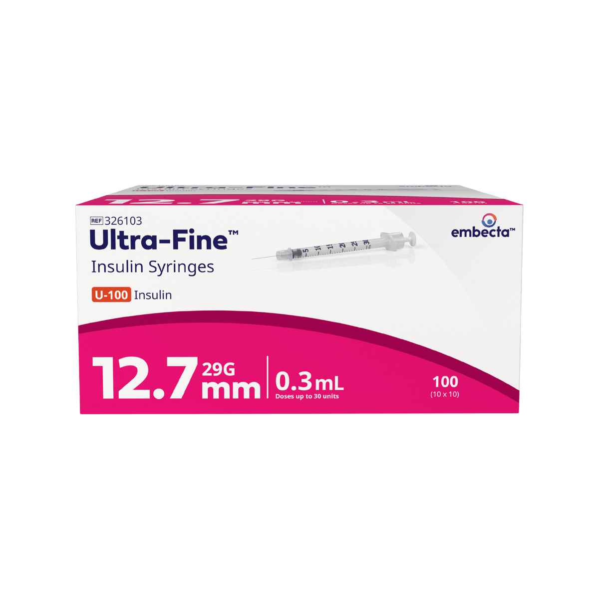 embecta Ultra-Fine Syringe 29G 0.3mL 12.7mm 100pk