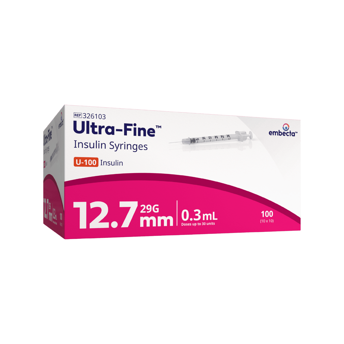 embecta Ultra-Fine Syringe 29G 0.3mL 12.7mm 100pk