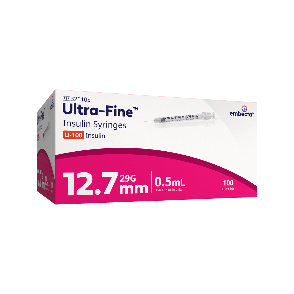 embecta Ultra-Fine Syringe 29G 0.5mL 12.7mm 100pk