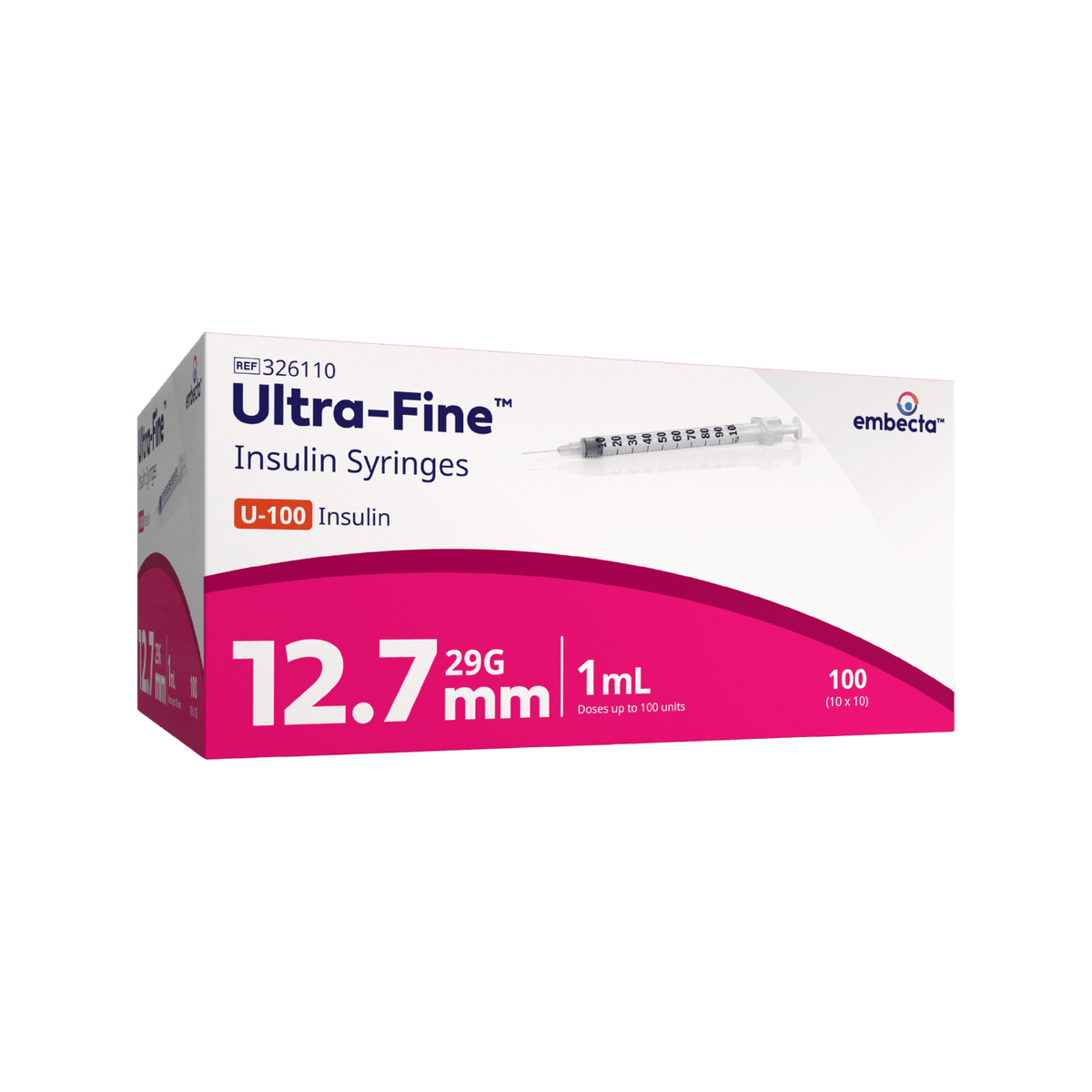 embecta Ultra-Fine Syringe 29G 1.0mL 12.7mm 100pk
