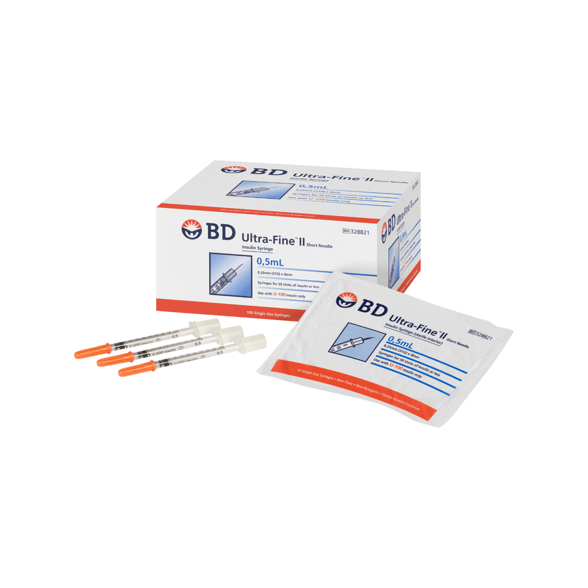 BD Ultrafine II Syringe 31G 0.5ml 8mm 100pk
