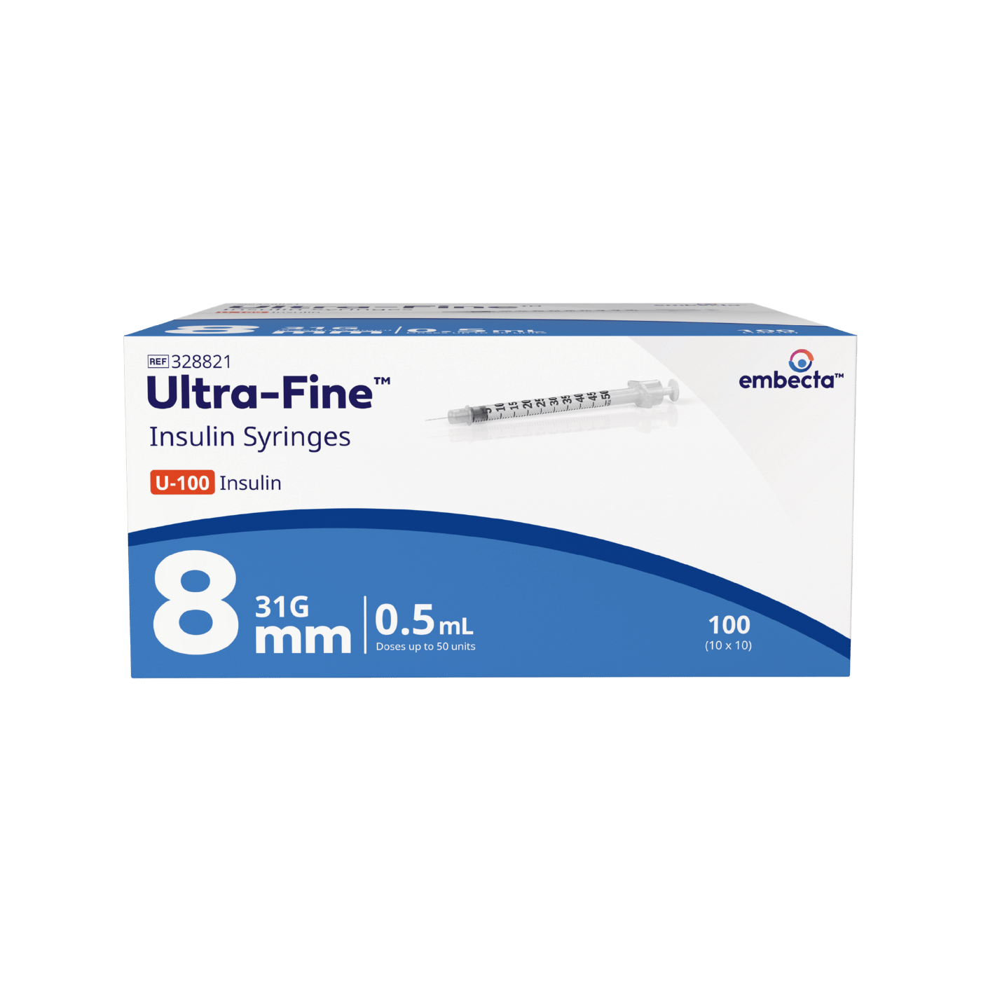 embecta Ultra-Fine II Syringe 31G 0.5mL 8mm 100pk