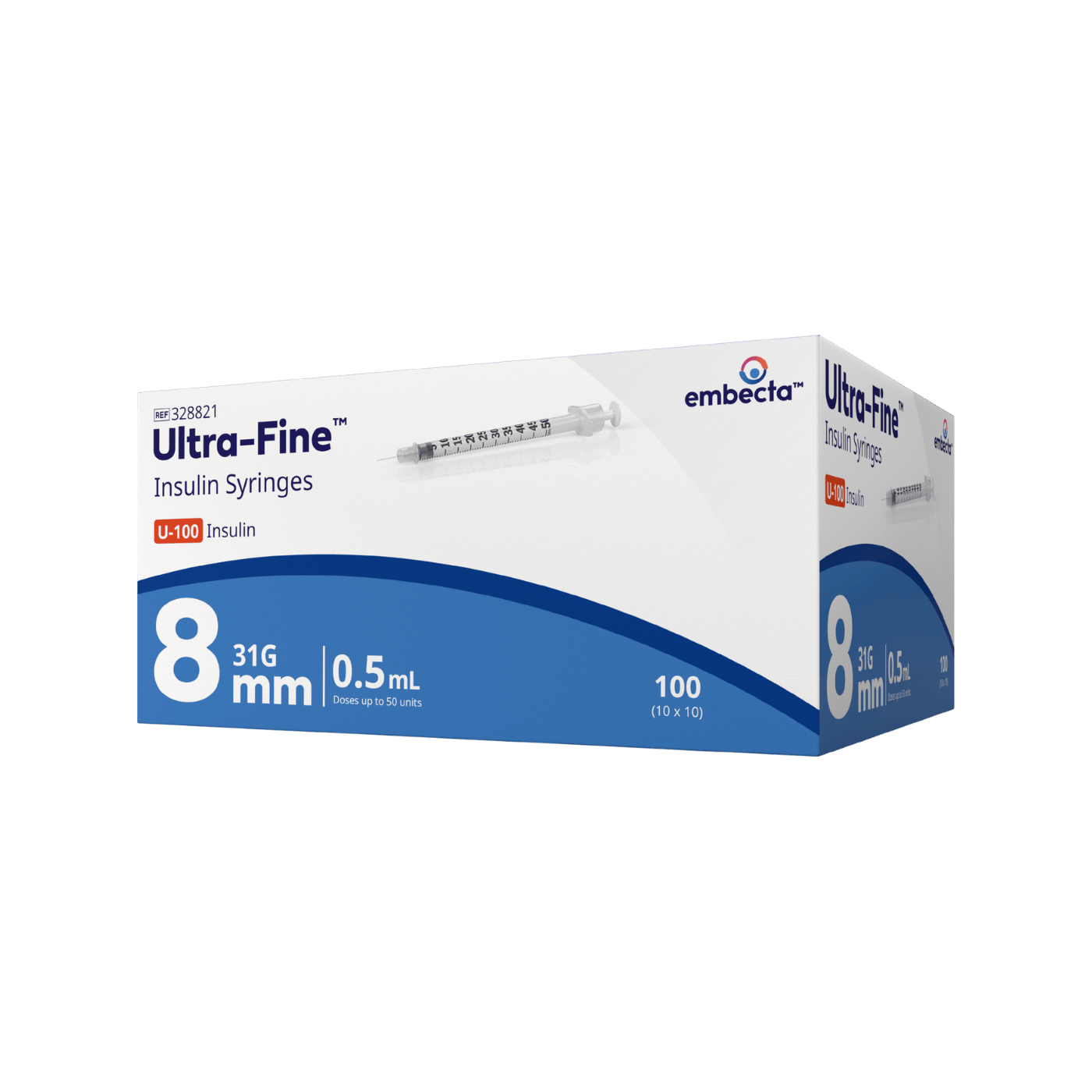 embecta Ultra-Fine II Syringe 31G 0.5mL 8mm 100pk