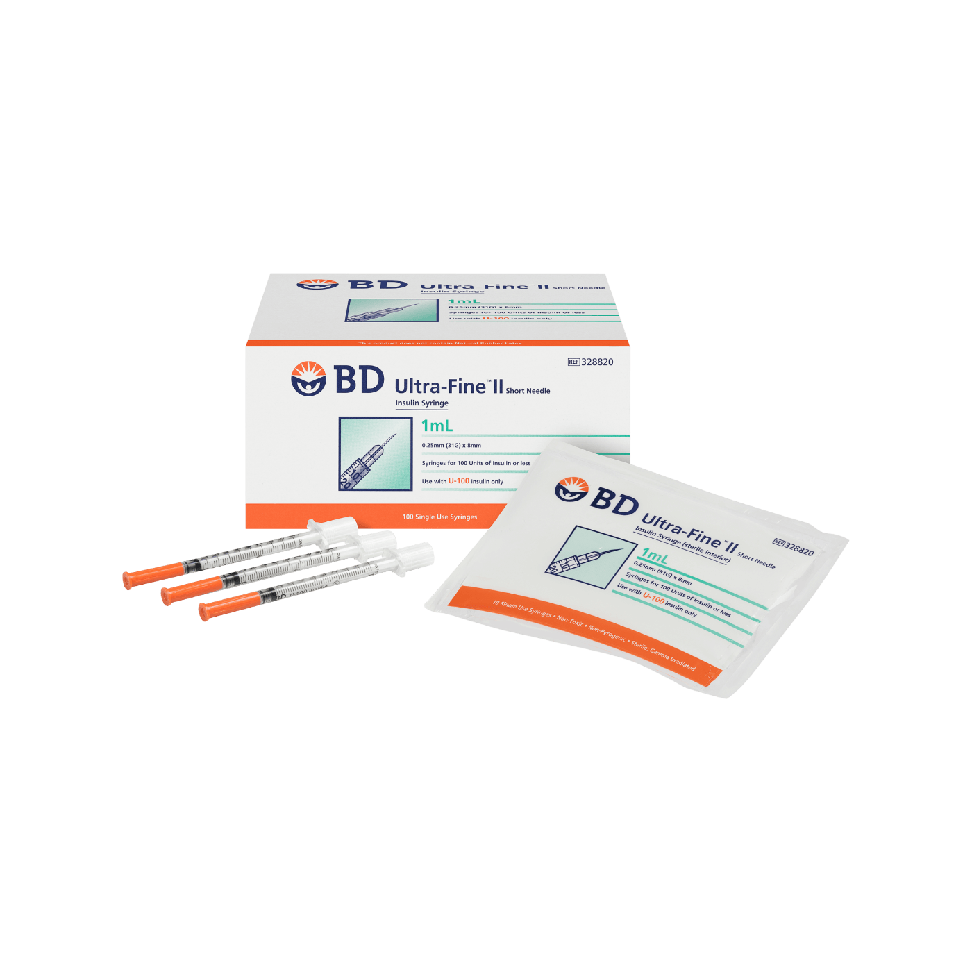 BD Ultra-Fine II Syringe 31G 1.0mL 8mm 100pk