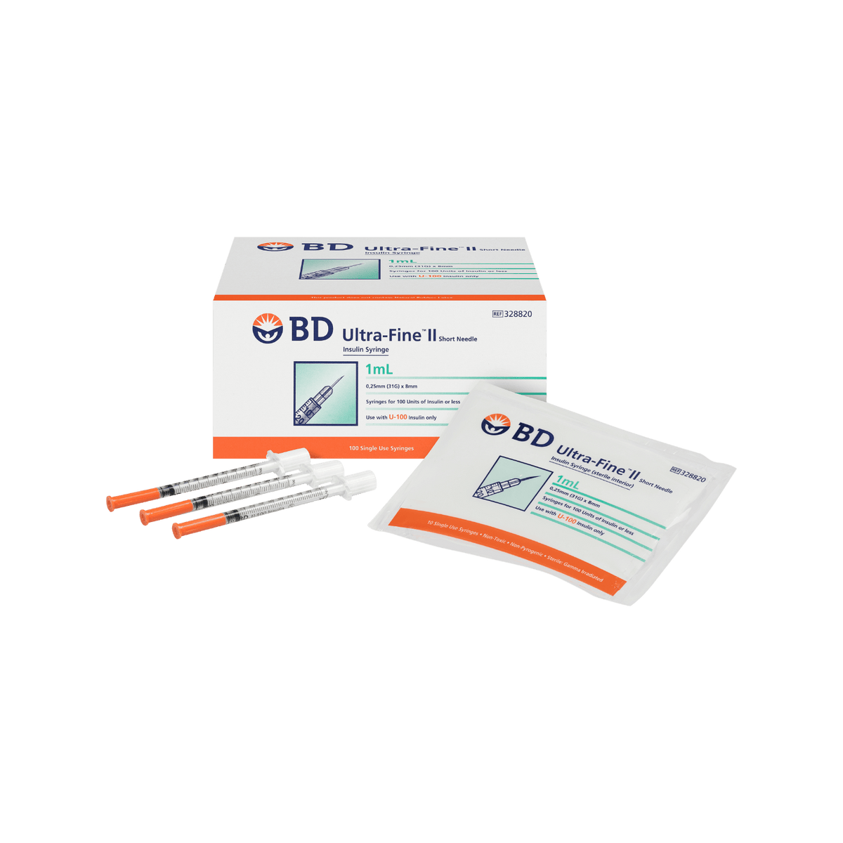 BD Ultrafine II Syringe 31G 1.0ml 8mm 100pk