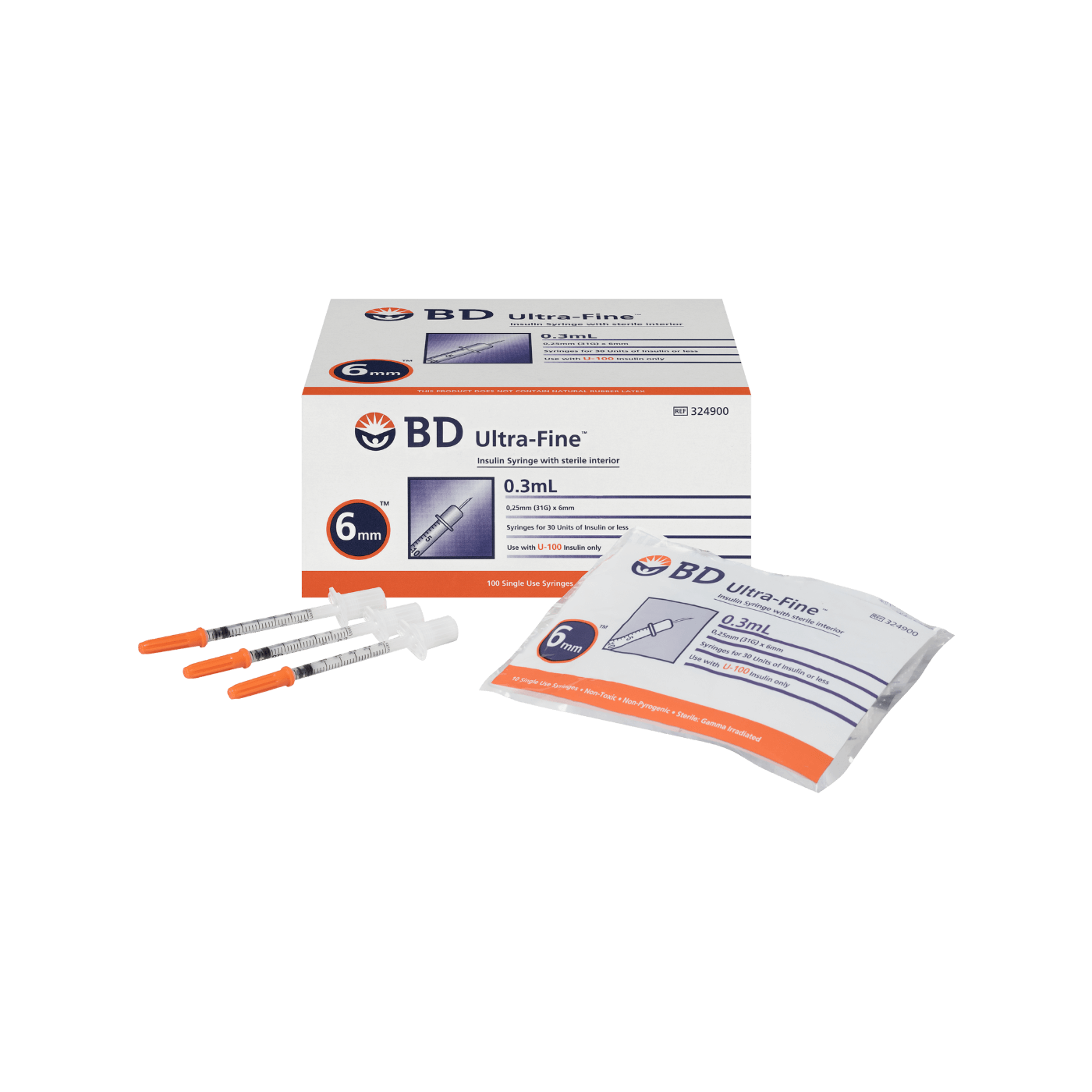 BD Ultra-Fine Syringe 31G 0.3mL 6mm 100pk