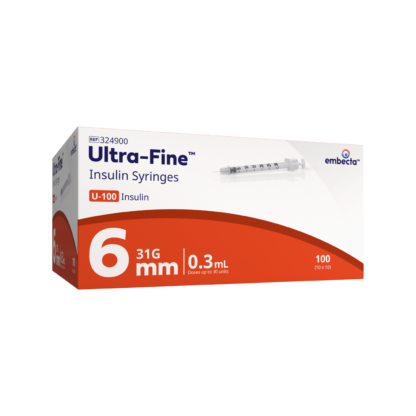 embecta Ultra-Fine Syringe 31G 0.3mL 6mm 100pk