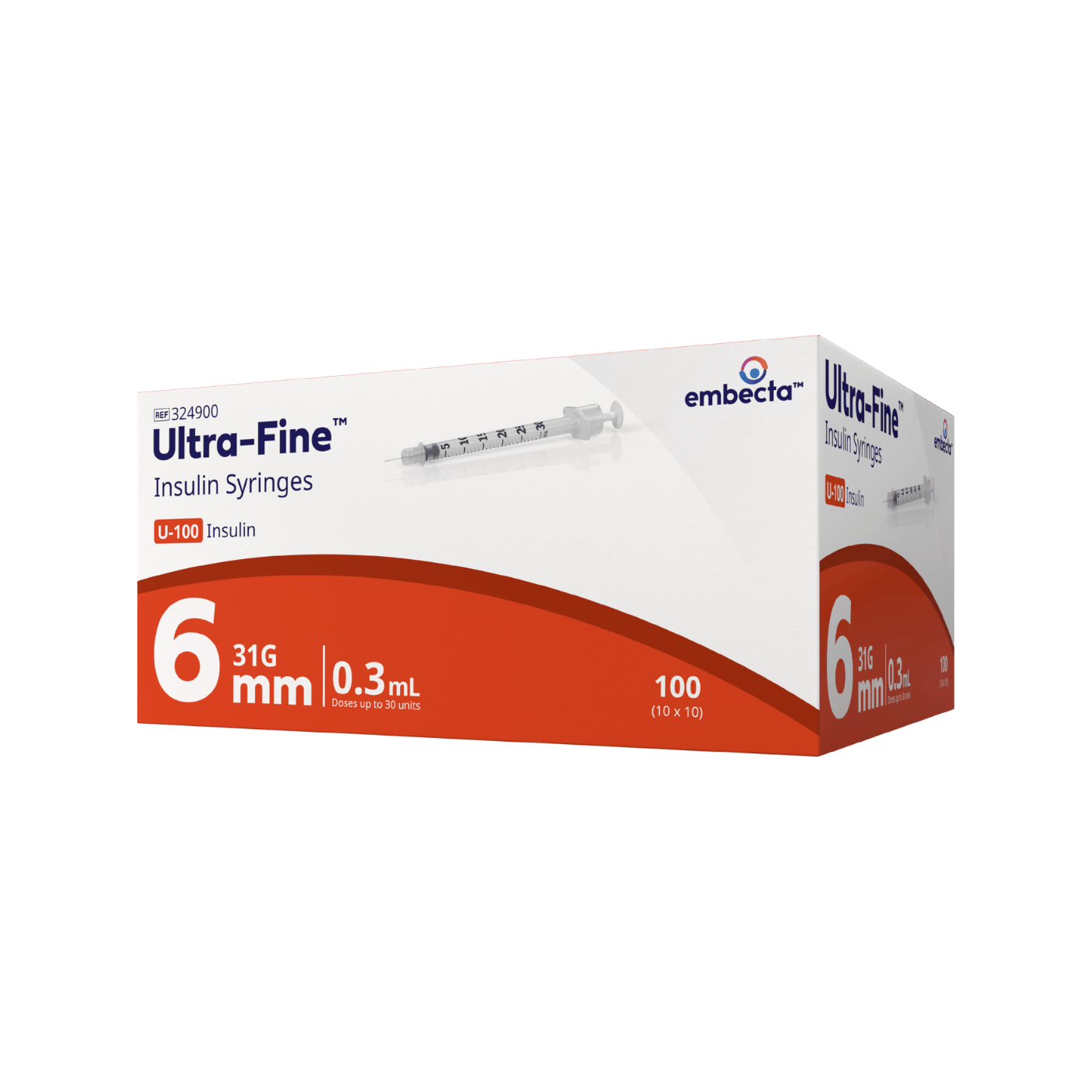 embecta Ultra-Fine Syringe 31G 0.3mL 6mm 100pk