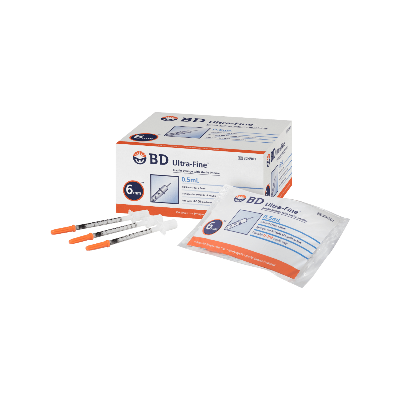 BD Ultra-Fine Syringe 31G 0.5mL 6mm 100pk