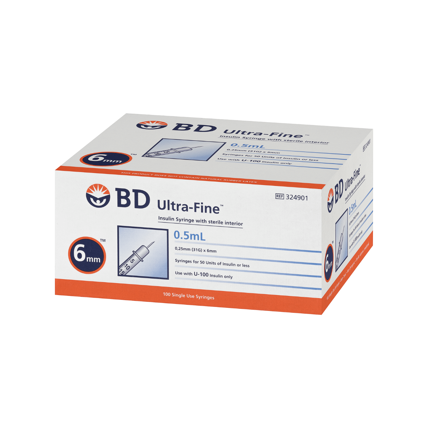 BD Ultra-Fine Syringe 31G 0.5mL 6mm 100pk