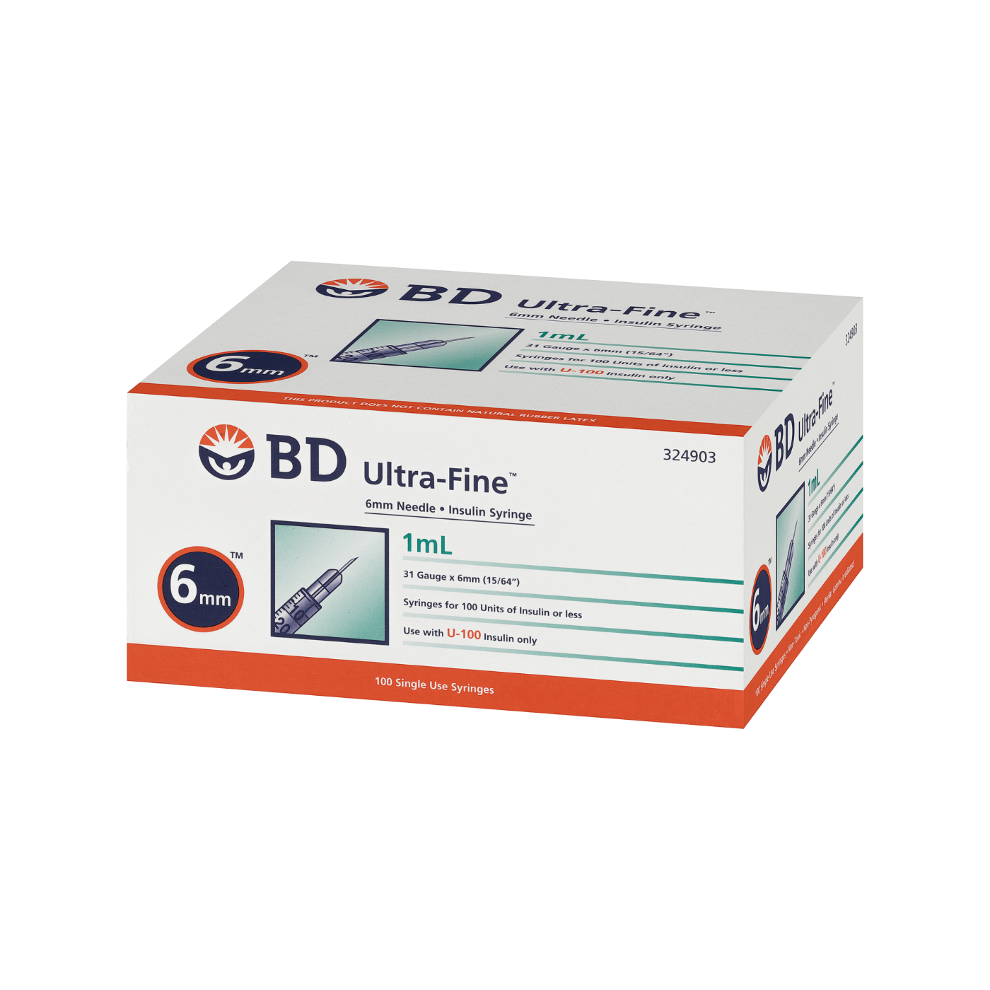 BD Ultra-Fine Syringe 31G 1.0mL 6mm 100pk