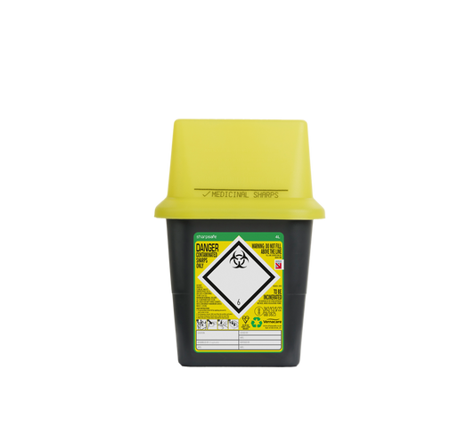 Sharpsafe 4 Litre Yellow Lid Recycled Polymer Container