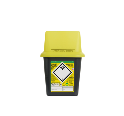 Sharpsafe 4 Litre Yellow Lid Recycled Polymer Container