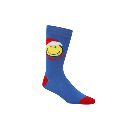 Bamboozld Mens Smiley HoHoHo Bamboo Sock Blue