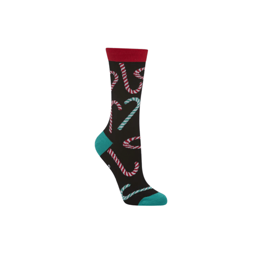 Bamboozld Womens Candy Cane Bamboo Sock Black