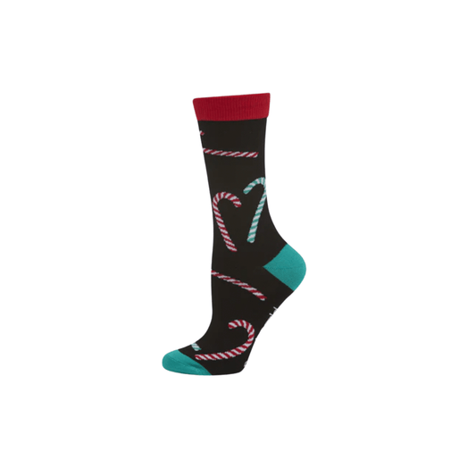 Bamboozld Womens Candy Cane Bamboo Sock Black