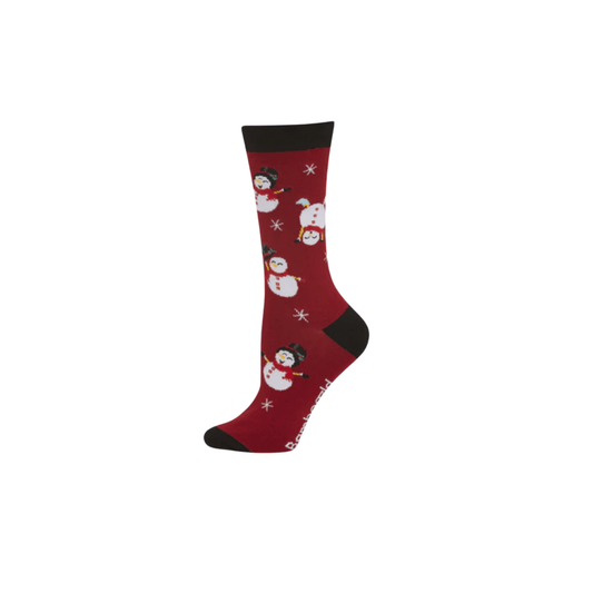 Bamboozld Womens Cheeky Snowman Bamboo Sock  Red