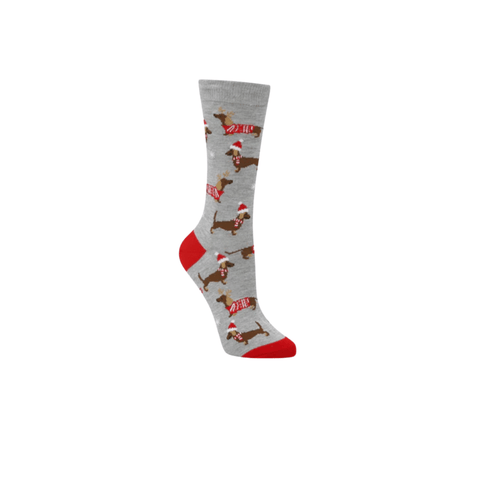 Bamboozld Womens Dachshund XMAS Bamboo Sock Grey