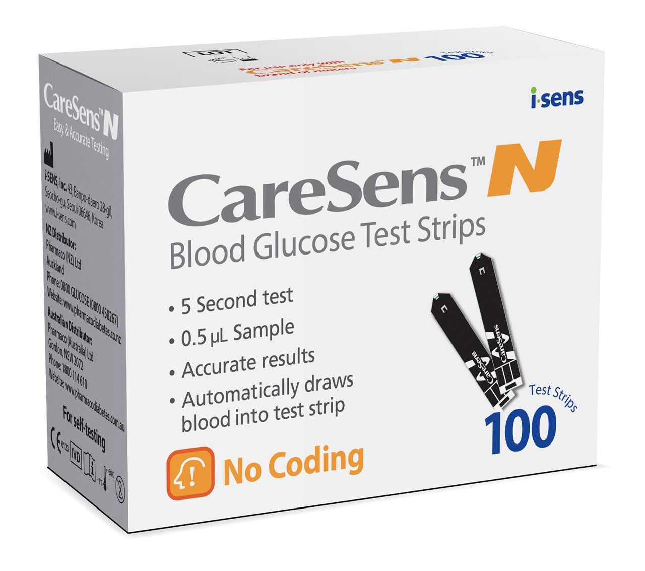 CareSens N Blood Glucose Test Strips 100pk