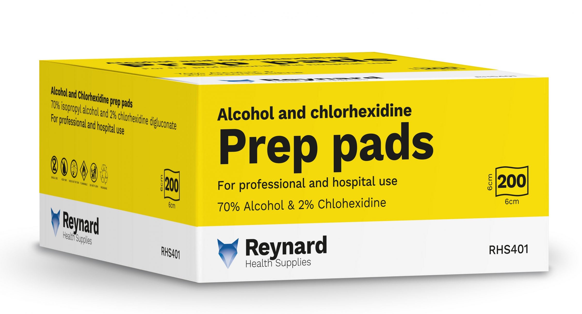 Reynard Chlorhexidine and Alcohol Wipes 200pk
