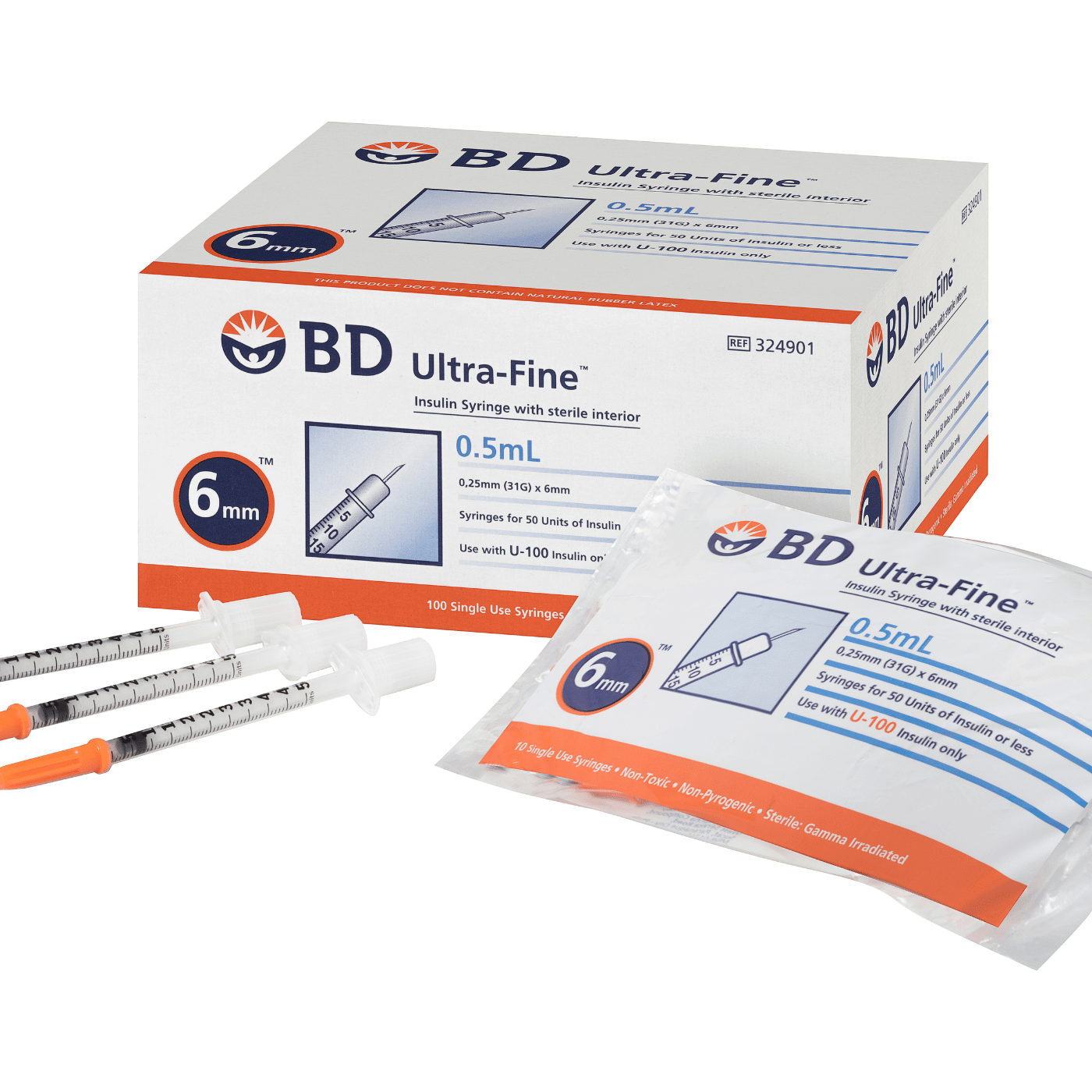 BD Ultrafine Syringe 31G 0.5ml 6mm 100pk