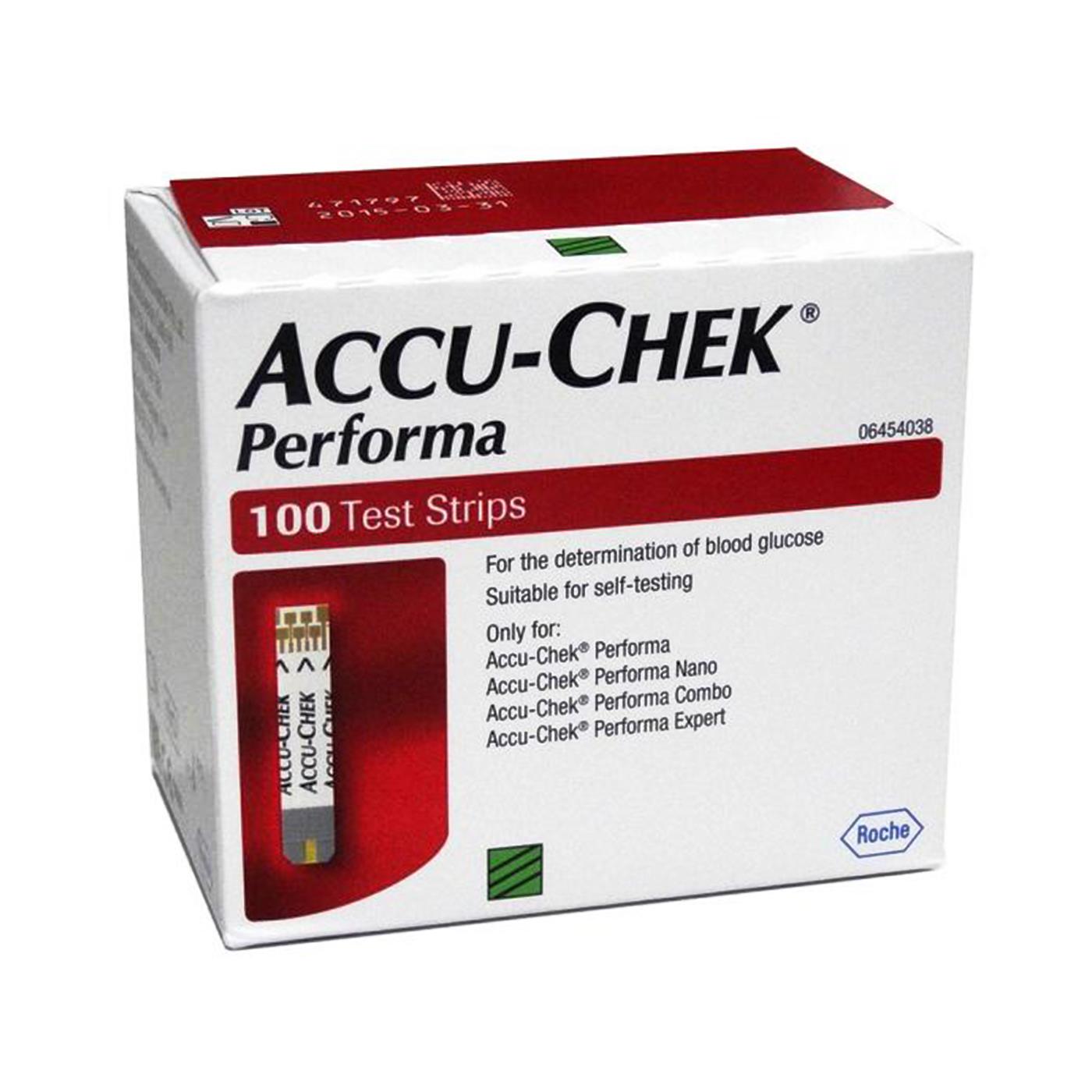 100PK Of Accu-Chek Performa Blood Glucose Test Strips